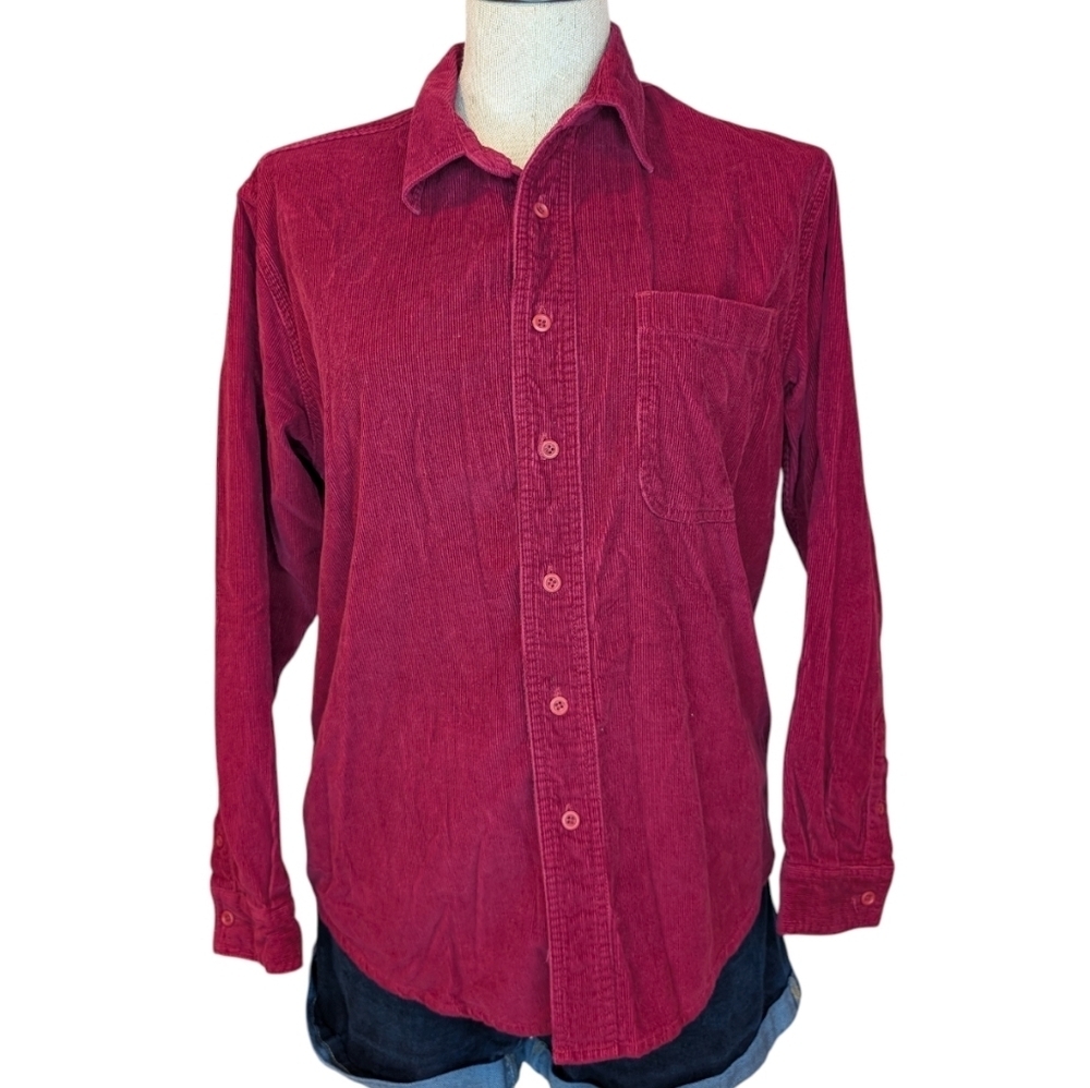 Vintage Northern Reflections Red Corduroy Button Down Shirt Women’s Small